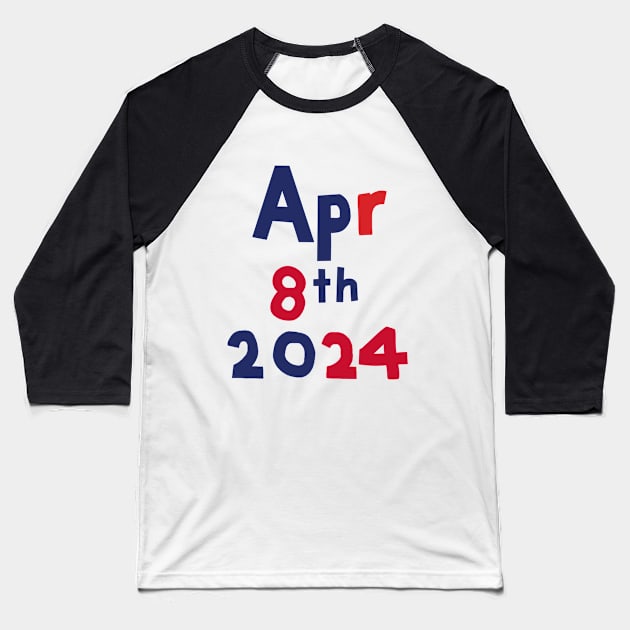 April 8th 2024 Solar Eclipse Baseball T-Shirt by ellenhenryart